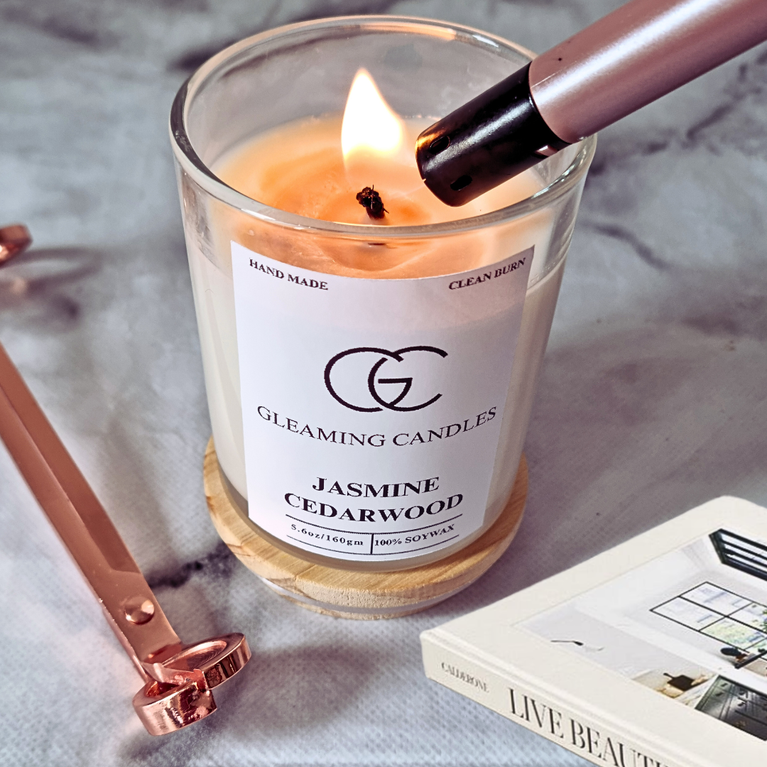 Jasmine Cedarwood Scented Candle (Jar)