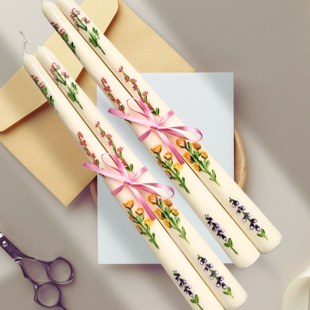 Handpainted Taper Candles (Set of 2)